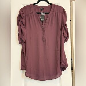 Torrid Plum Blouse with Puff Gathered Sleeves